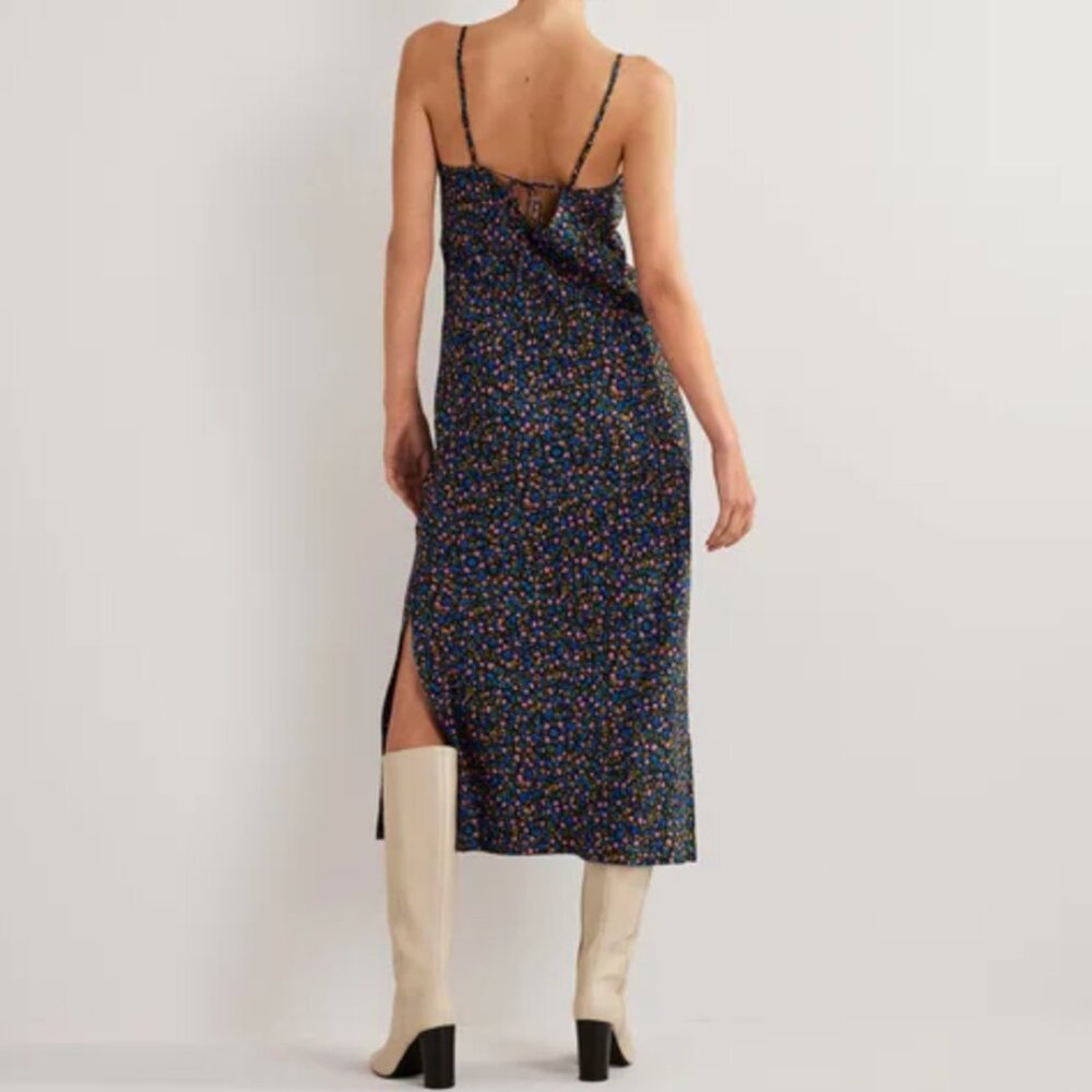 BODEN Elena Silk-blend Midi Slip Dress In Blue Size 14 - Picture 4 of 15